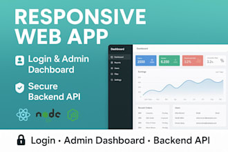 develop a responsive web app with login, dashboard, and backend API