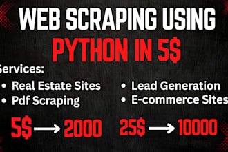 do python web scraping, data scraping, and data mining in minimum time