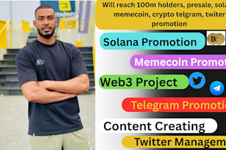 reach 100m holders, presale, solana memecoin, crypto telgram, twiter promotion
