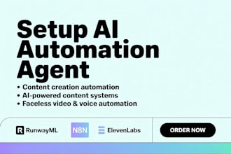 setup ai automation agent, content automation with make, n8n, runway, elevenlabs