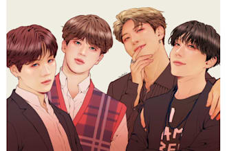 draw webtoon comic, webcomic, manga, cover art and comic illustration