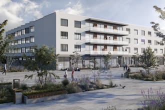 model residential building,high rise landscape design,3d realistic rendering,cgi