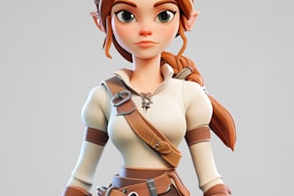 make 3d game character illustration