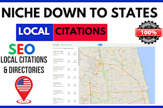niche down to USA UK states local business SEO citations directories listing