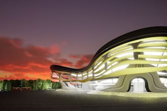 design 3d exterior parametric building,be 3d render architect,rhino,grasshopper