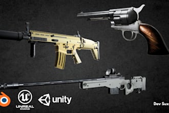 create realistic 3d gun assets for games and films