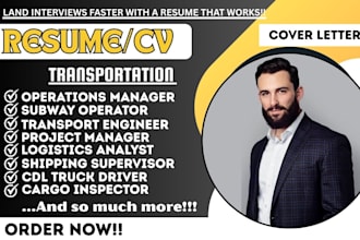 do transportation resume, operations manager, cdl driver, logistics analyst CV