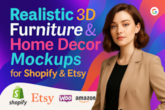 design interior 3d furniture mockups for shopify and etsy home decor mockups