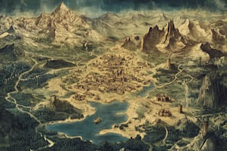 make fantasy map illustration for dnd, novels and games