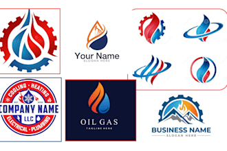 design modern law logo hvac oil and gas plumbing energy industrial business card