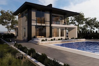 design modern luxury residential buildings,real estate,vr tour,villa exterior,4k