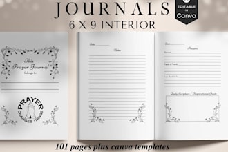 custom weekly planner, prayer journal, fillable kdp etsy workbook template