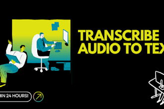 transcribe audio to text within 24 hours in english