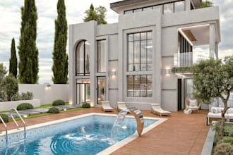 do 3d outdoor landscape yard terrace driveway pool patio deck garden court decor