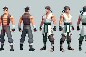 model and rig stylized low poly character for games
