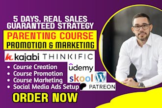 online course promotion, business trading kajabi course sales, udemy marketing