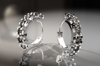 create a modern 3d cad jewelry design and render it