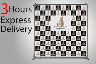 design step and repeat, backdrop banner within 3 hours
