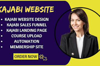 build kajabi website, design kajabi sales funnel landing page, online course