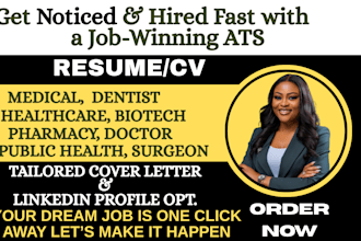 write medical, dentist healthcare, biotech pharmacy, doctor and surgeon resume