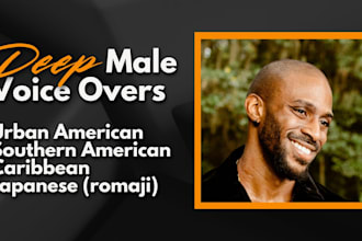 do deep male voice narration and characters