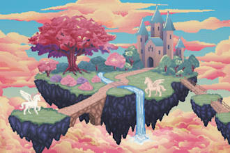 draw pixel art background and scene for your game