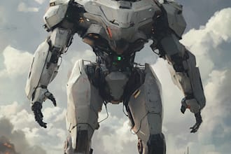 custom futuristic mecha robot character illustration art