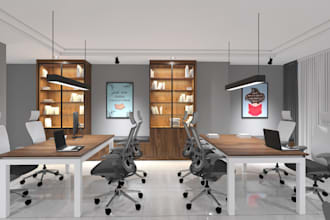 rebuild interior office design, coworking space, reading room, lumion rendering