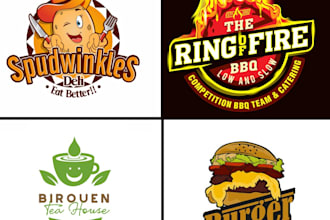do modern restaurant, fast food, BBQ, food truck and food logo design