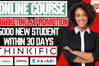 do online course promotion udemy cousera thinkific course marketing kajabi sales