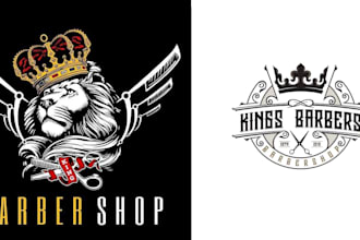 do modern barber shop and beauty salon or barber logo design
