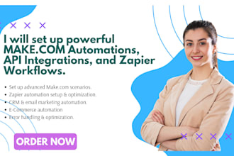 set up make integromat automation using make com, API, and zapier integration