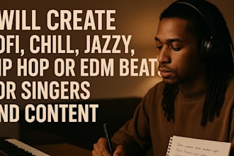 create unique lofi, chill, jazzy, hip hop or edm beats for singers and content