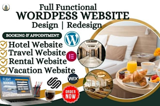 design wordpress direct booking website cleaning website, hotel booking website
