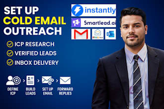 set up cold email outreach with inbox setup, and leads