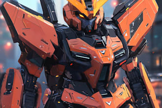 draw characters, robot, mecha for you