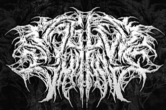 design death metal logo, slamming, gore grind, black metal