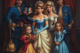 draw disney family portrait illustration