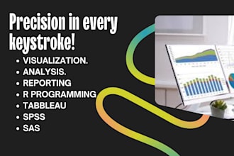 do data cleaning, visualization, analysis, reporting by r, spss, sas, tableau