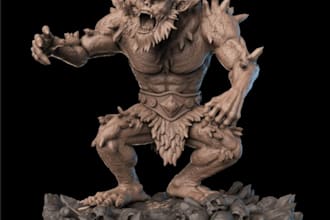 create 3d ice troll dnd character, warhammer 40k minis warrior, for 3d printing