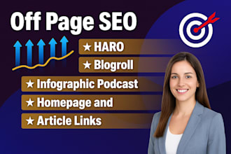 off page SEO with haro blogroll infographic podcast homepage and article links