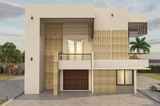 design realistic architectural, 3d rendering exterior, luxury building, 3dx max