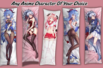 design custom dakimakura body pillow, sfw nsfw for vtuber, anime boy and girl