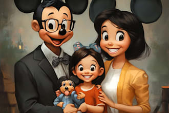 design a disney family portrait for you