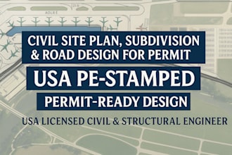 civil site plan, subdivision, stormwater ,road design for permit USA pe stamped