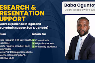 provide top tier research and presentation support for professionals