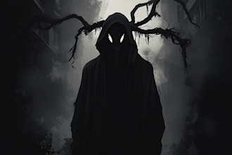 draw dark art, horror illustration,characters