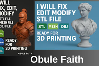 fix edit modify stl file mesh file obj file ready  for 3d printing