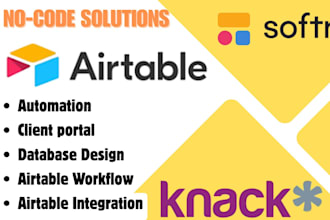 do custom airtable softr, knack softr website airtable automation database setup