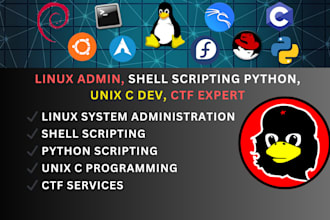 shell scripting, linux admin, python, unix c dev, ctf expert